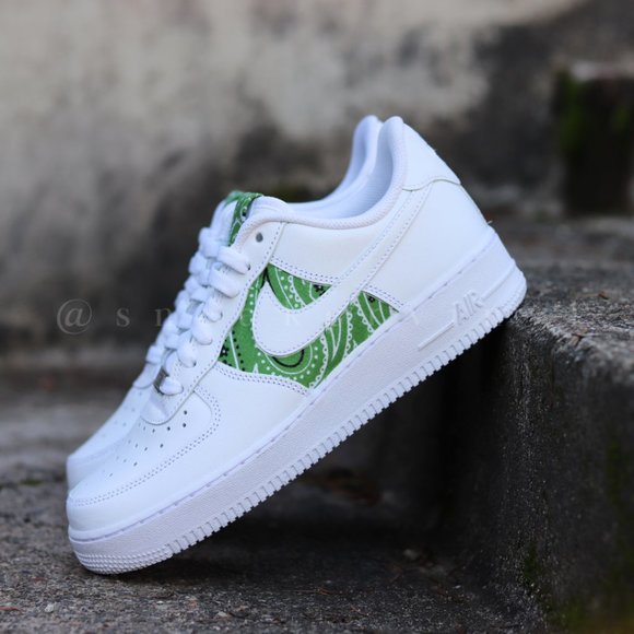 Nike Air Force 1 Low Green Apple Bandana Custom NWT - Picture 9 of 11